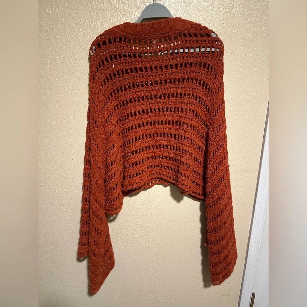 Free People Caught Up Bell Sleeve Crochet Sweater Medium Super‎ Oversized
